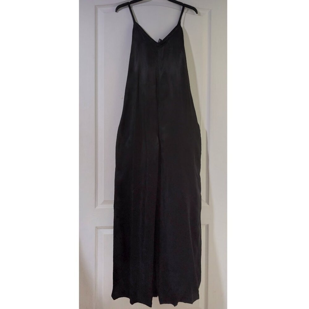 Athleta Black Satin Wide-Leg Slip Jumpsuit Pajama - Picture 14 of 16